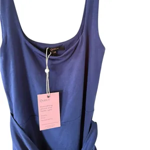 Quince NEW Navy Tencel Jersey Side Tie Dress thumbnail 3