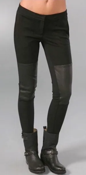 Theory Tinysa Leather Knee Patch Zip Fly Legging 8 thumbnail 1