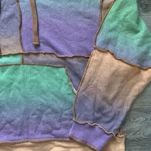 Jaded London oversized patchwork lightweight knitted hoodie wool blend 4 thumbnail 4