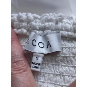ACOA Women Crop Top S‎ White Eyelet Balloon Sleeve Smocked Back Cottagecore thumbnail 6