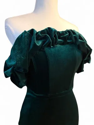 Windsor Emerald Green Velvet Ruffle Mini Dress XS NWT thumbnail 5