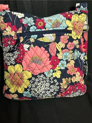 Vera Bradley Navy Pink Yellow White Blue Floral Quilted Shoulder Bag thumbnail 2