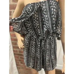 Free People Strapless Printed Ruffle Romper Boho Festival Mini S thumbnail 7