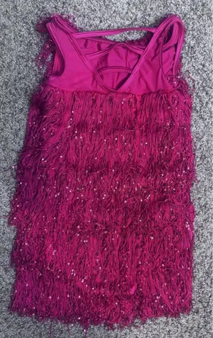 Dance Costume Small Adult Red Weissman 13323 Jazz Sequin fringe showgirl Vamp thumbnail 1