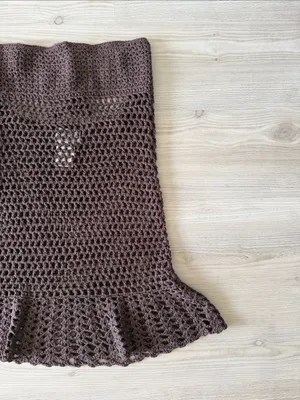 Peppermayo Crocheted Brown Strapless Dress with Flared Hem Coverup thumbnail 2