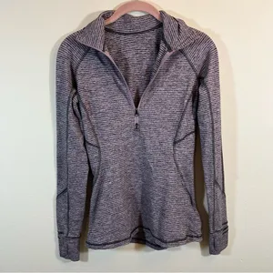 Lululemon Race Your Pace 1/2 Zip Gray Purple Striped‎ 4 thumbnail 3