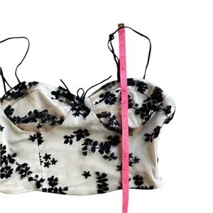 Zara Velvet Floral corset crop bustier corset style top medium tan and black thumbnail 6