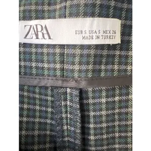 Zara Influencer Fave Plaid Wide Leg Cropped Trousers Pleated Tie Front Blue Chic Sz S thumbnail 8