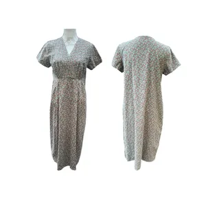 Modest Cottagecore Midi Dress Ditsy Floral Corduroy Pinwale Handmade Prairie thumbnail 5