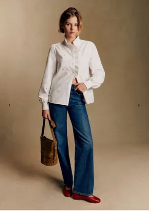 Sézane Chlo Shirt - Gold Heart Embroidery thumbnail 4