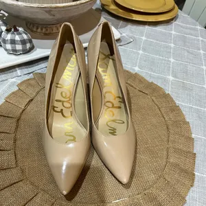 Sam Edelman Patent Nude Pointed Toe Pumps Heels Sz 7.5 thumbnail 2