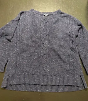 Tommy Hilfiger Womens XL Navy‎ Blue Confetti Cable Knit Pullover Sweater thumbnail 1