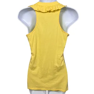 Lilly‎ Pulitzer Yellow Ruffle Tank Top Pima Cotton S Preppy Vacation Feminine thumbnail 5