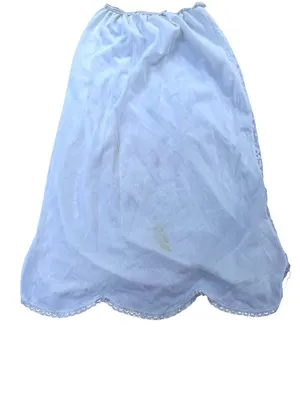 Vintage White Lace Skirt With Bow Accent & Scalloped Hem Elastic Waist Lined 35o thumbnail 7
