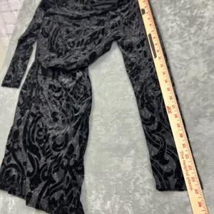 Mystic Black Velvet Sheer Burnout Bodycon Dress Sparkly Long Sleeve‎ Goth Witchy thumbnail 7
