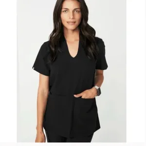 FIGS Banepa Oversized Black Scrub Top Sz‎ M thumbnail 2