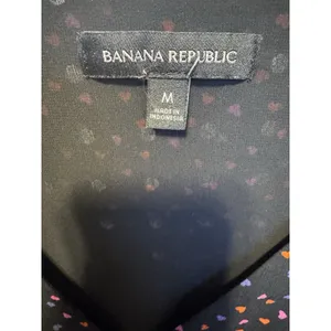 Banana Republic women top black/navy blue hearts See Through Sleeves Size Medium thumbnail 3