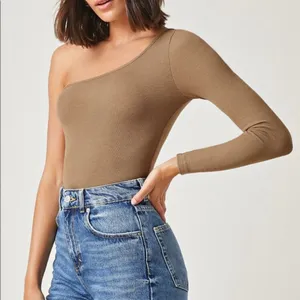 Le lis tan Ribbed one shoulder stretchy bodysuit‎ thumbnail 1