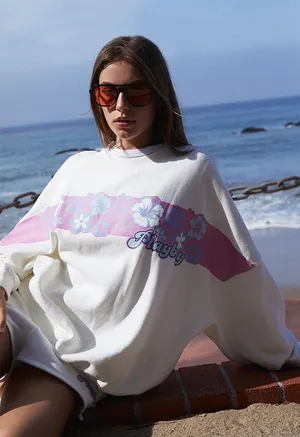 Playboy PacSun hibiscus crewneck thumbnail 1