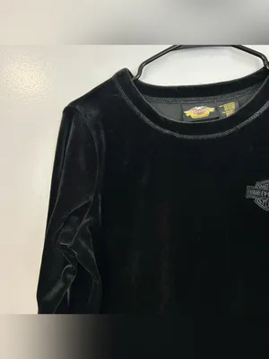 Vintage Harley Davidson Black Velour Long Sleeve Pullover Sweatshirt Size Medium thumbnail 3
