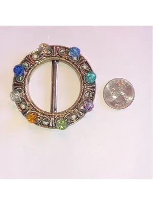 Multicolor Beaded Circular Boho Belt Buckle Blue thumbnail 3