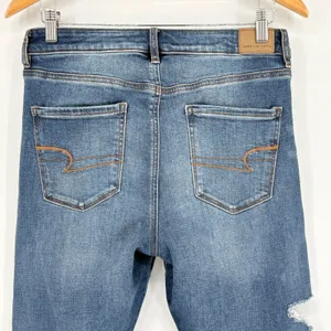 American Eagle Super Hi-Rise‎ Jegging Womens 10 Short Blue Distressed Jeans thumbnail 11