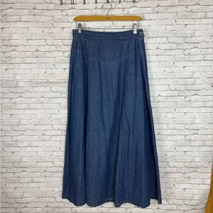 Vintage Southwest Canton Denim Basque Waist A line Maxi Skirt thumbnail 2