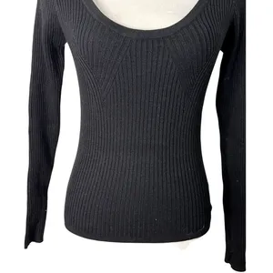 ASOS Women's Black Scoop Neck Long Sleeve Ribbed Knit Sweater 4 NWOT thumbnail 4