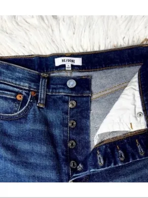 NWT Revolve x RE/DONE High Rise Button Front Ankle Crop Jeans thumbnail 2