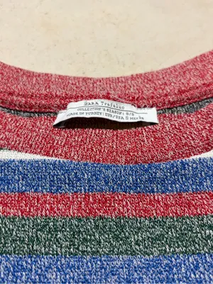 Zara trafaluc collection Multi-Color Striped Short Sleeve cropped baby tee small thumbnail 4