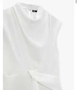NWT FRONT KNOT TOP Oyster White thumbnail 5