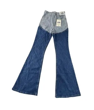 Lee Two-Tone High-Rise Flare Jeans in Dark and Light Blue Kacey Musgraves NWT thumbnail 1