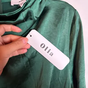 NWT Olia Green Satin Long Sleeve Mini Dress thumbnail 5