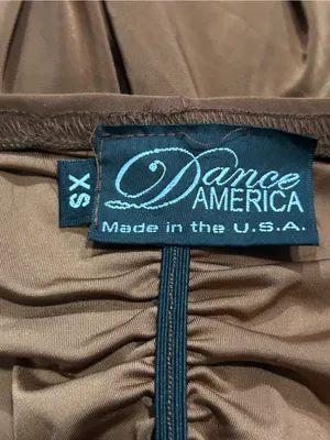 Dance America Ballroom Dance Skirt Brown Ruched Handkerchief Hem XS thumbnail 3