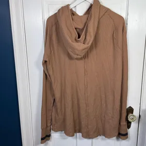 Free People We the Free Super Natural Thermal Hoodie Tan Brown W2294 Sz L thumbnail 10