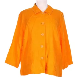 Flax by Jean Engelhart Orange Linen‎ Artsy Lagenlook Lightweight Jacket Size M thumbnail 2
