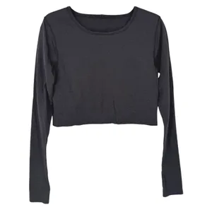 Lululemon Womens Ebb to Street Long Sleeve Shirt Ribbed Cropped Top‎ Black Sz 12 thumbnail 5