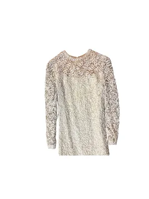 Vintage Jack Bryan Cream Lace Maxi Dress Womens XS? (0-2) Long Sleeve Boho USA thumbnail 5