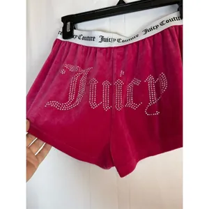 Juicy Couture Shorts Womens S Hot Pink Velour Rhinestone Logo Lounge Sleep thumbnail 5