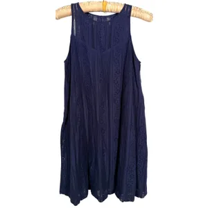 Vintage Y2K Abercrombie Crochet Lace Swing Dress XS Navy Fall Preppy Cottage thumbnail 2