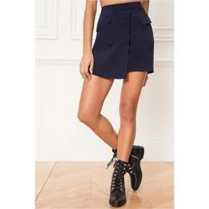 Superdown Lizette‎ Double Breasted Mini Skirt Women's Size M Blue Dark Academia thumbnail 7
