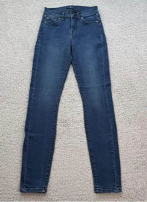 7 For All Mankind Gwenivere Skinny Jeans Womens 24 Blue Stretch Denim Low Rise thumbnail 1