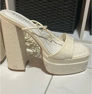 Simmi London Heels Strappy White Block thumbnail 5