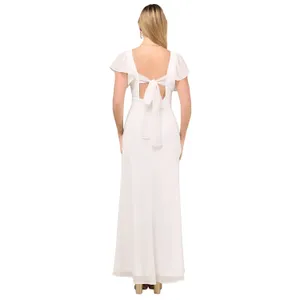 Lulus Simply Delightful White Tie-Back Flutter Sleeve Maxi Dress in White size M thumbnail 3