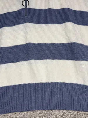 Happy Grey Striped Mock Neck Cotton Cropped Sweater Preppy Coquette thumbnail 5