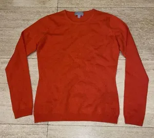 Pure Collection 100% Cashmere Long Sleeve‎ Crew Neck Sweater Orange Size 2 thumbnail 1