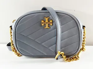 Tory Burch Kira Chevron Leather Small Crossbody Bag Purse Cloud Blue thumbnail 1