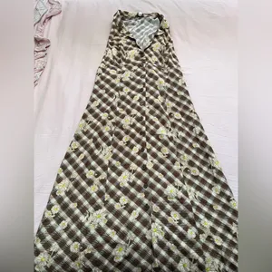 Urban Outfitters Brown Checkered Floral Maxi Dress thumbnail 4