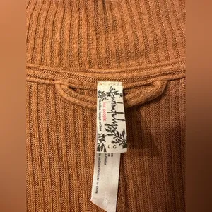 Intimately Free People Women's Rust Cardigan Ribbed Sweater - Size L thumbnail 10