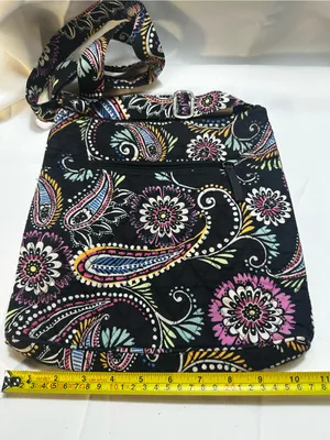 D5. Vera Bradley Black Multicolor Paisley Print Crossbody Bag,adjustable strap thumbnail 1